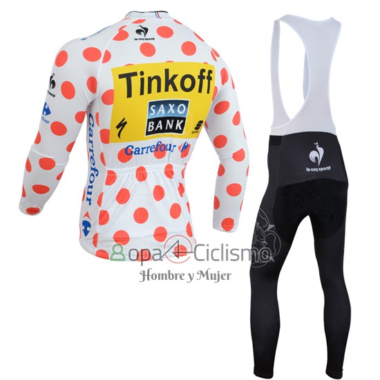 Saxobank Lider Ropa Ciclismo Culotte Largo 2014 Hombre Mangas Largas Blanco y Rojo